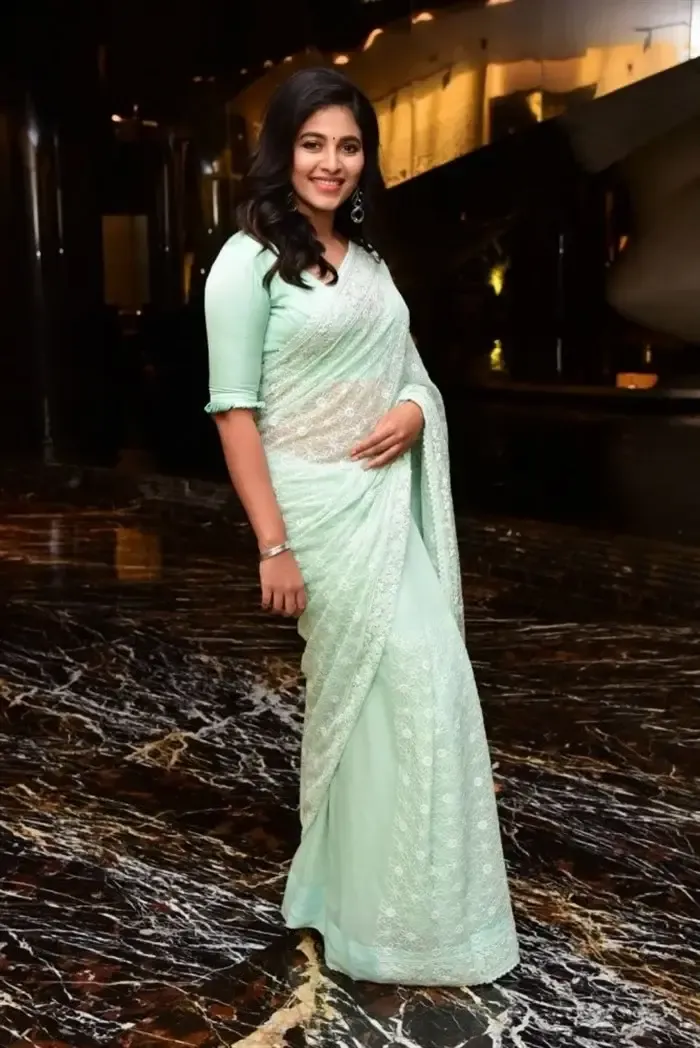 SOUTH INDIAN ACTRESS ANJALI STILLS IN TRADITIONAL LIGHT GREEN SAREE 3